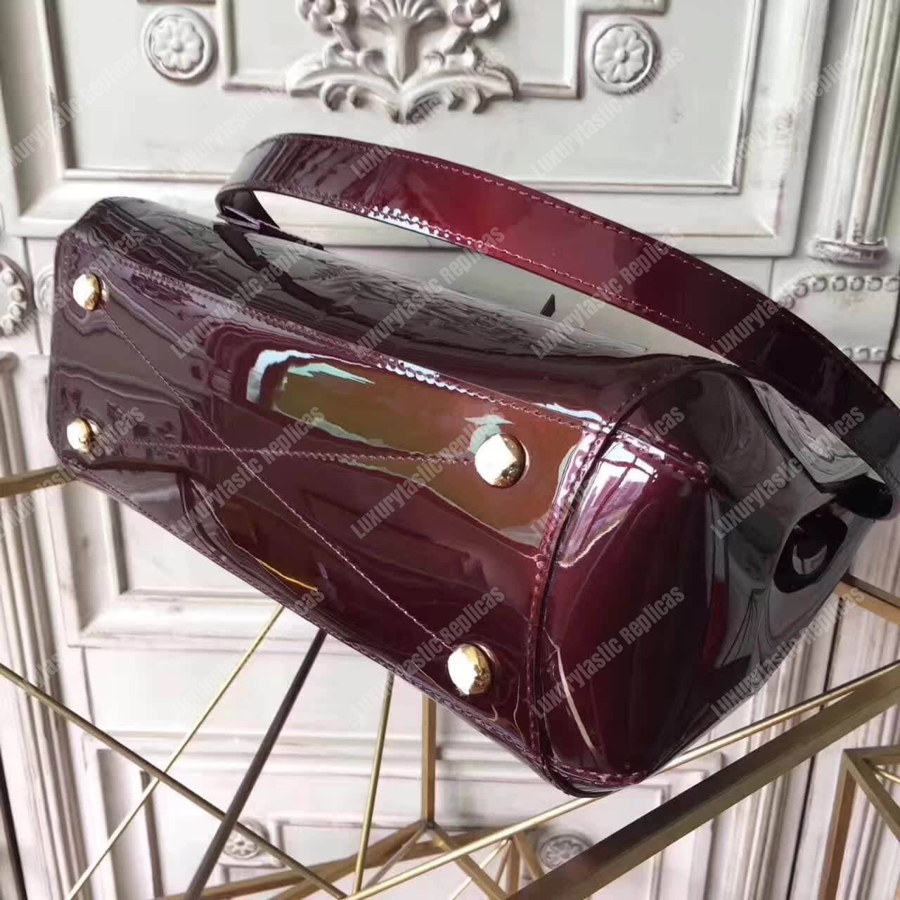 LV Montaigne MM Tote Bag Monogram Vernis Amarante