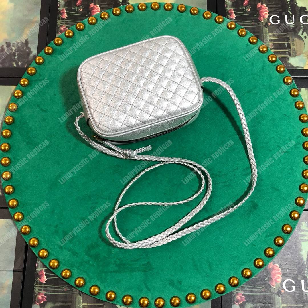 G*u*i mini laminated leather bag silver