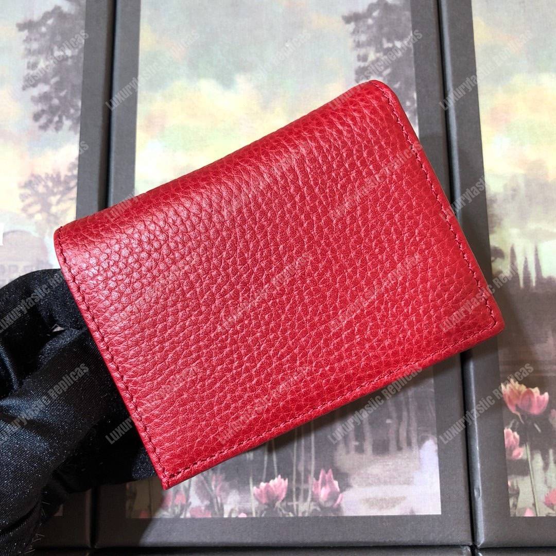 G*u*i leather card case hibiscus red