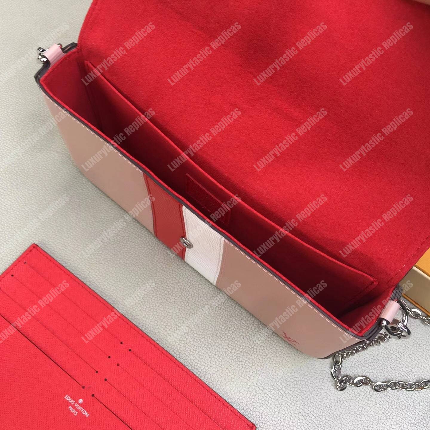 LV Pochette Felicie Epi Leather Rose Ballerine