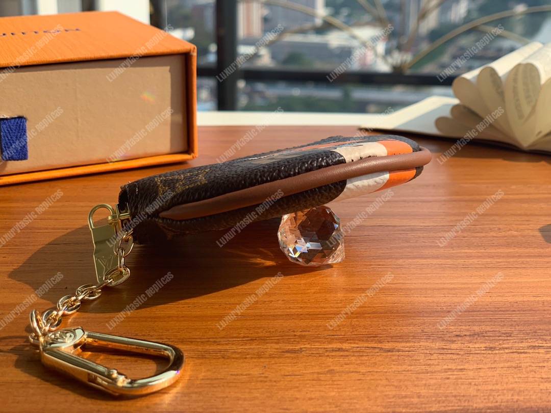 LV Round Coin Purse Monogram Orange White