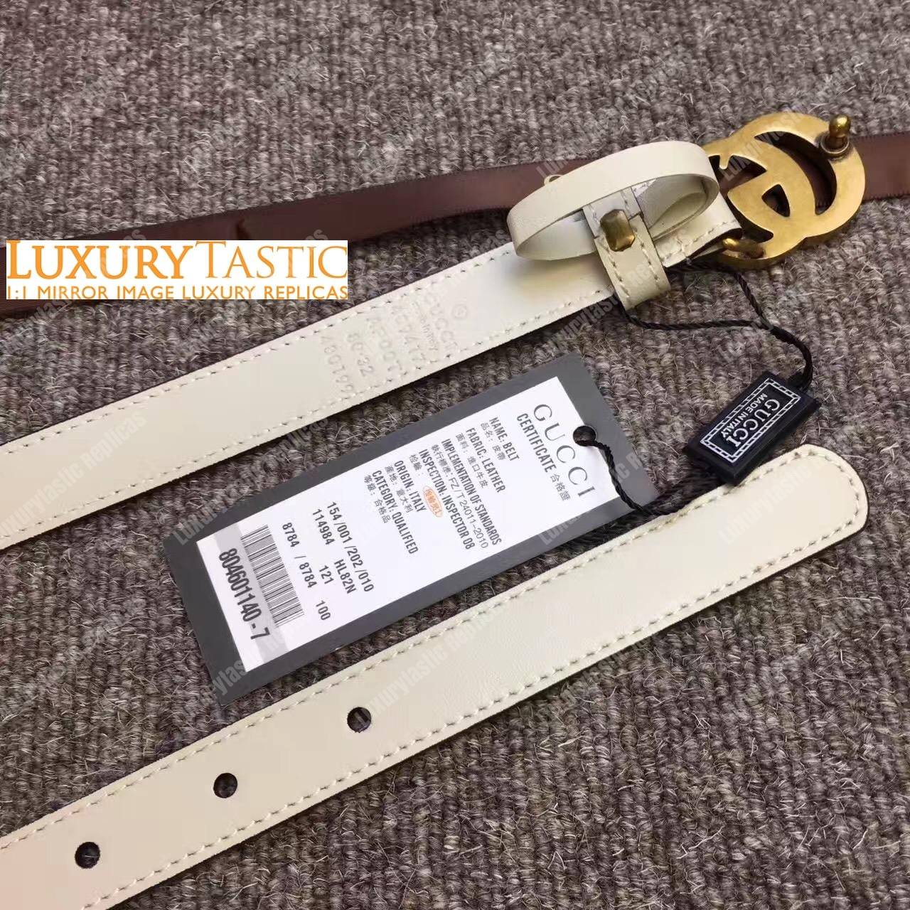 Leather belt with Double G buckle