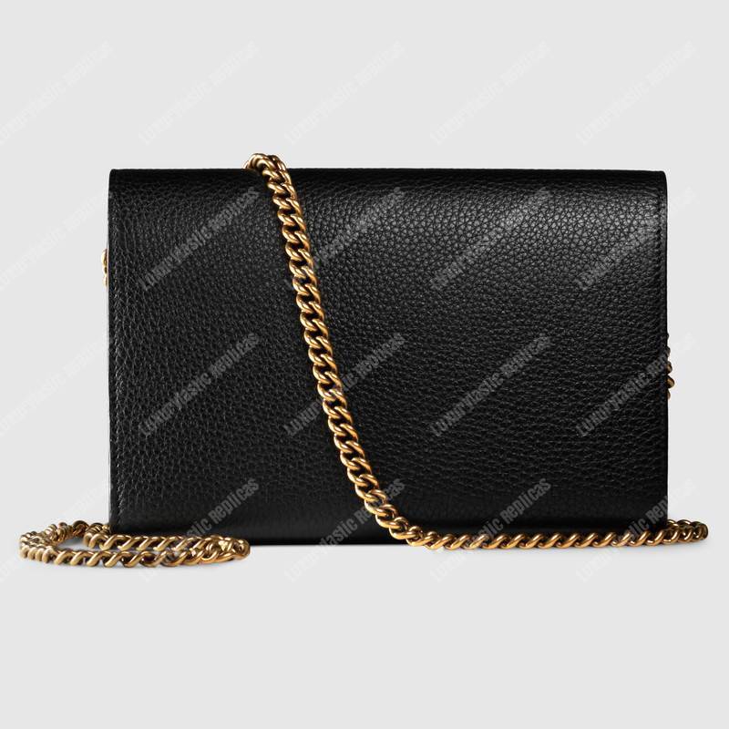 G*u*i gg marmont leather mini chain bag black