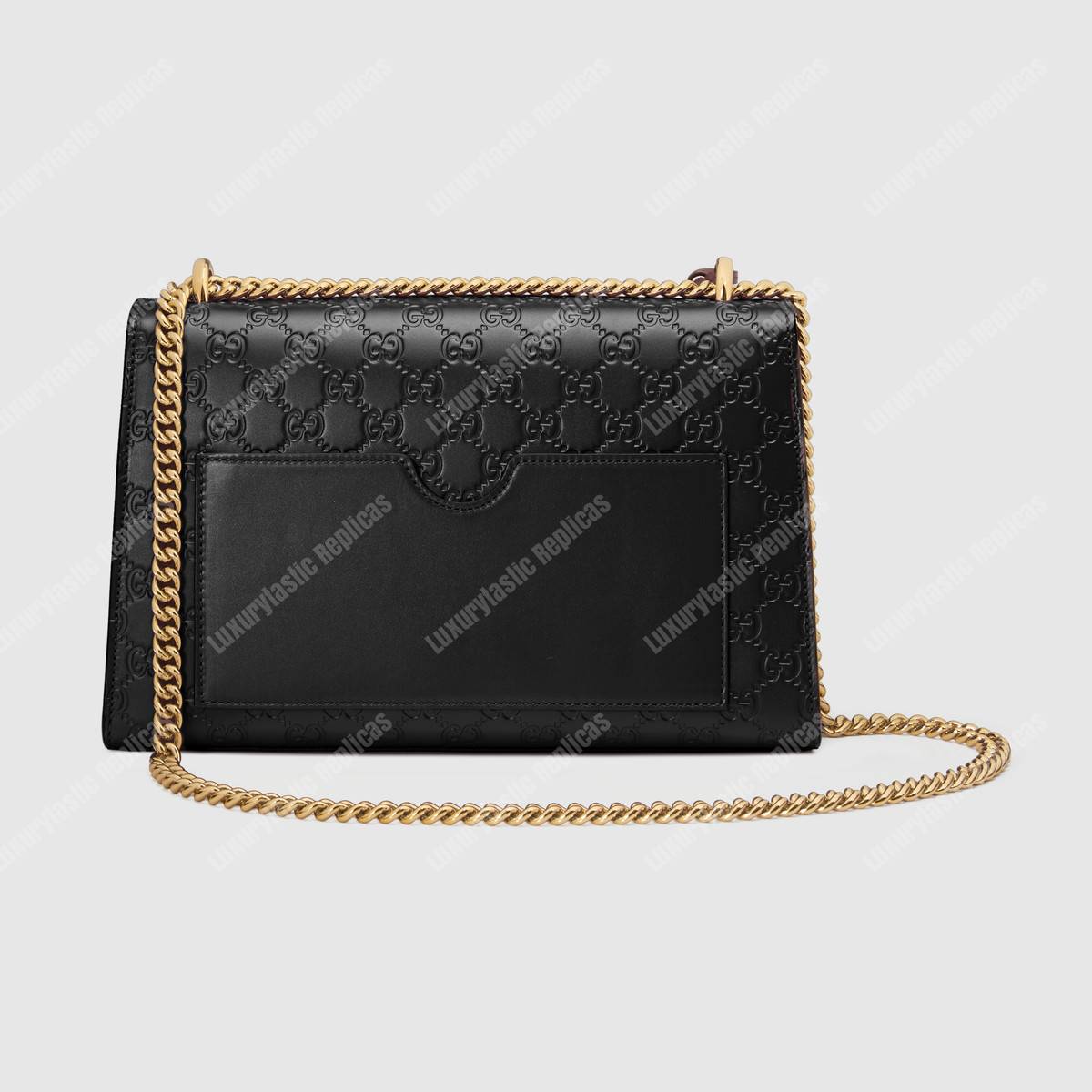 G*u*i padlock medium signature shoulder bag black