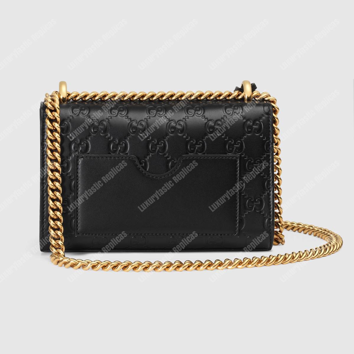 G*u*i padlock small signature shoulder bag black