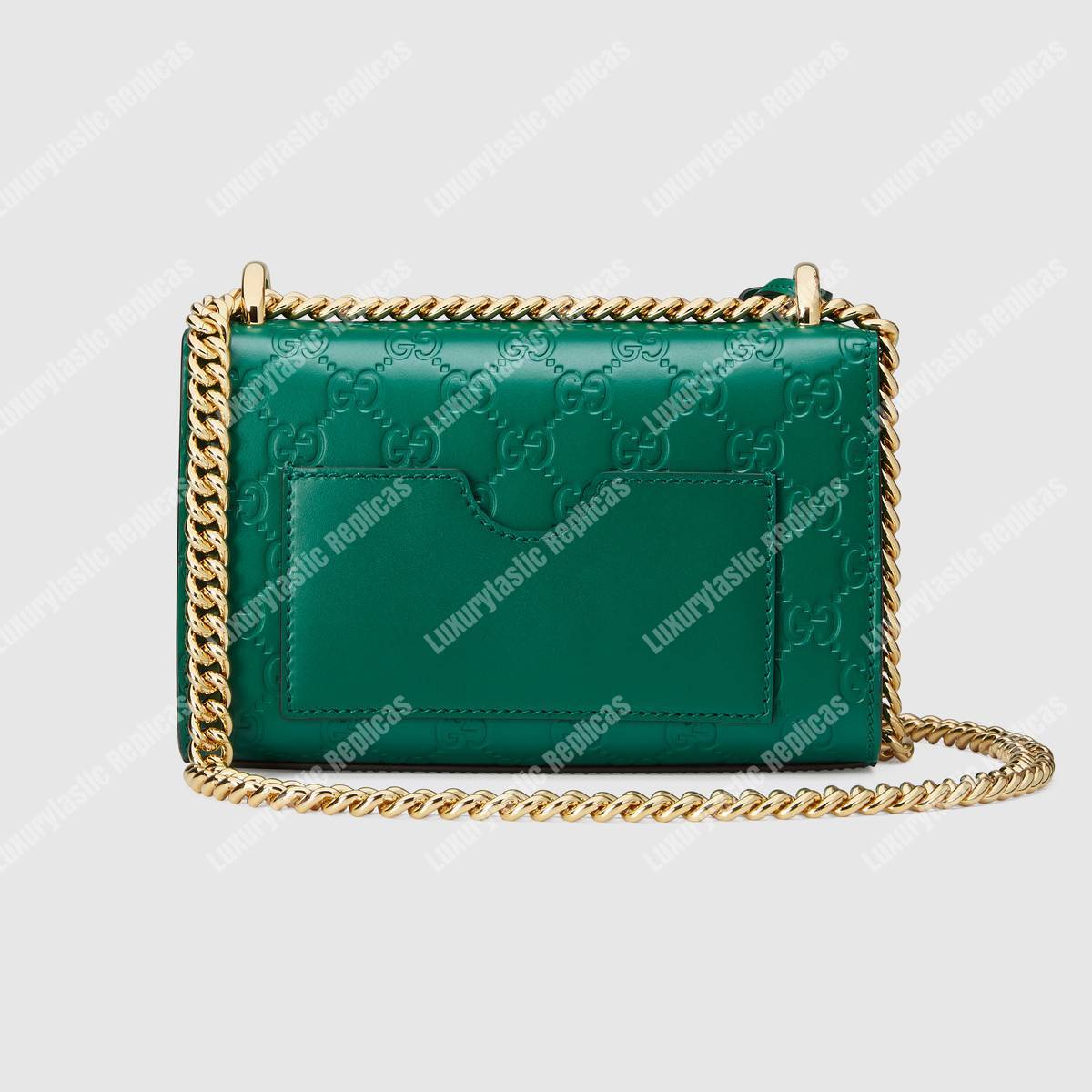 G*u*i padlock small signature shoulder bag emerald green