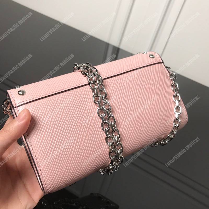 LV Twist Chain Wallet Epi Leather Rose Ballerine
