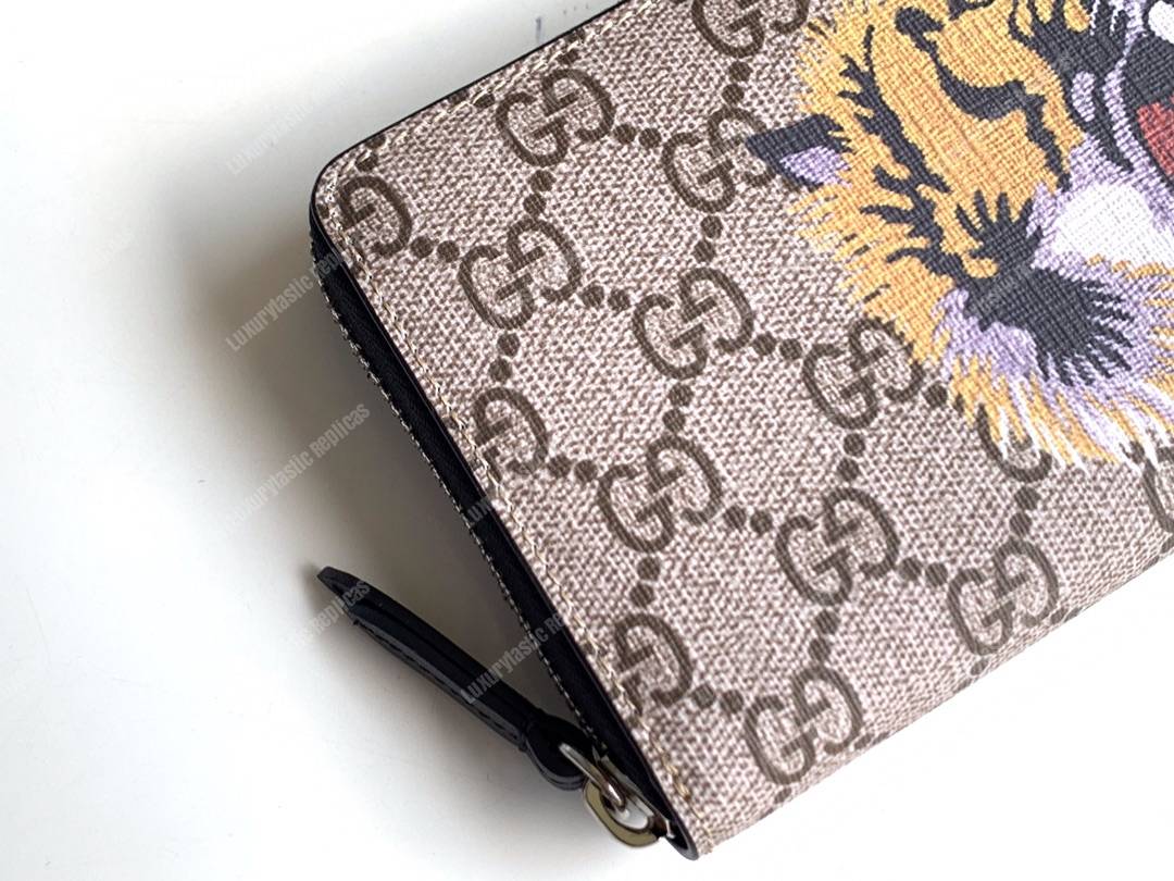 G*u*i tiger print gg sup*e zip around wallet beige/ebony