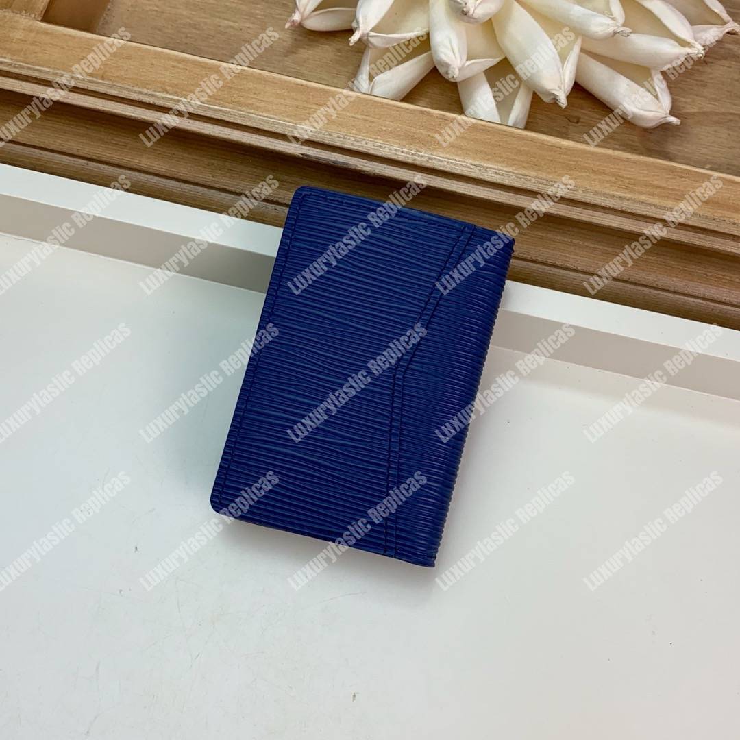 LV Pocket Organizer Epi Leather Marine Bleu Initals