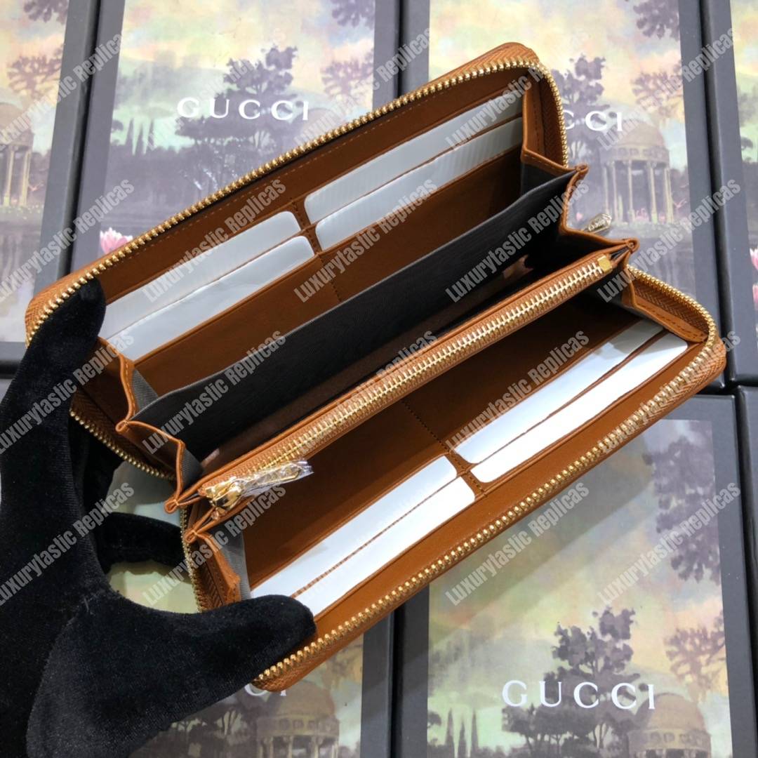 G*u*i rajah zip around wallet beige vintage canvas