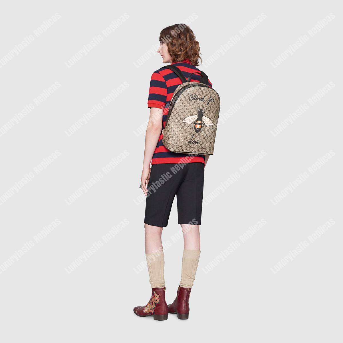 G*u*i bee print gg sup*e backpack