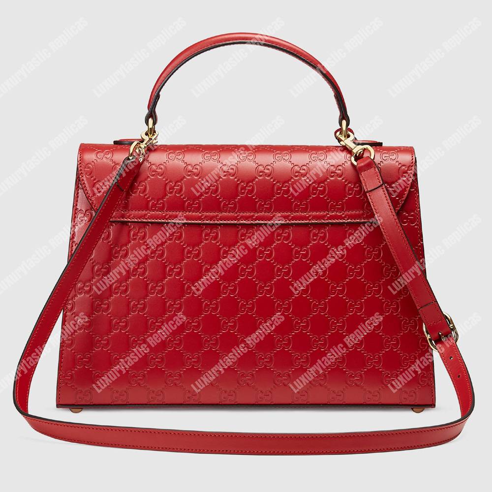 G*u*i padlock medium signature top handle bag red