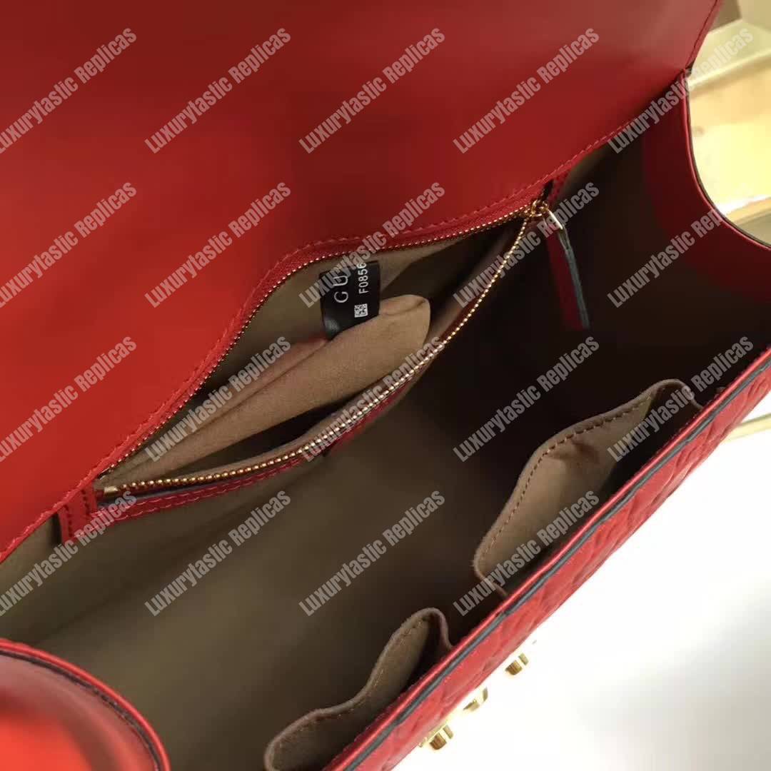 G*u*i padlock medium signature shoulder bag red