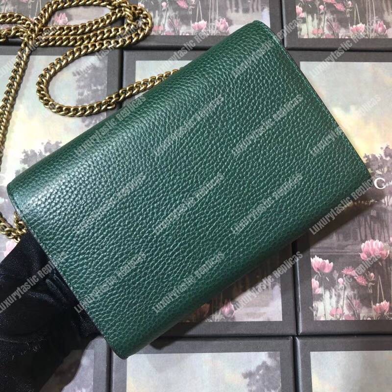 G*u*i calfskin garden dionysus chain wallet green with butterfly