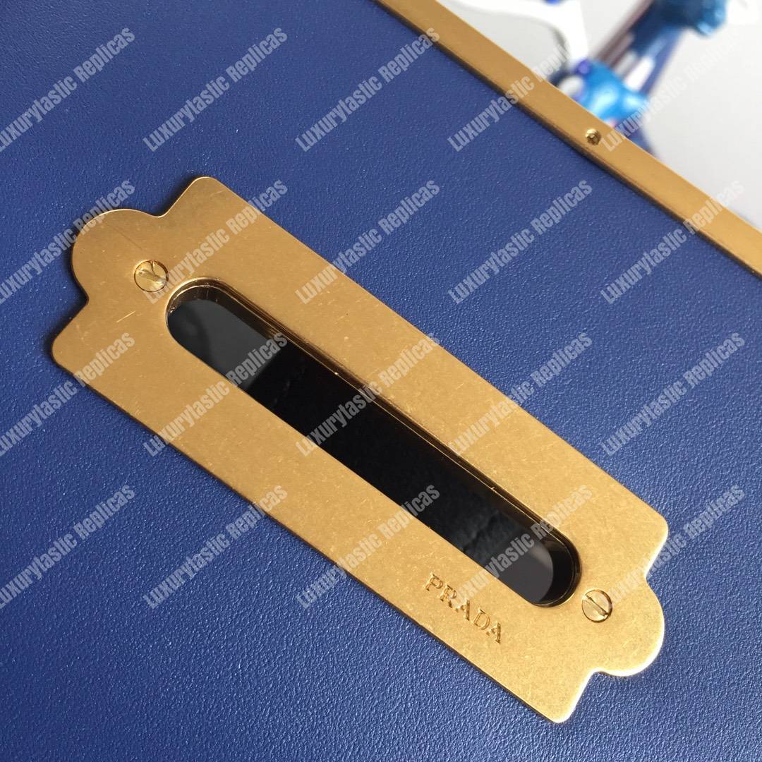 Pra*a cahier leather shoulder bag blue