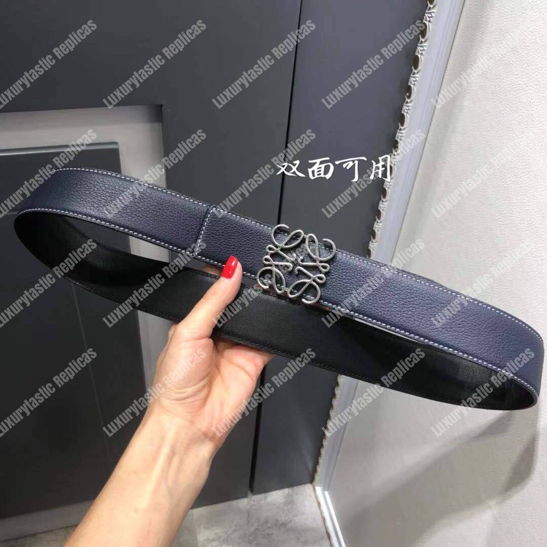 Loewe Reversible Anagram Belt 4 Cm Navy Blue