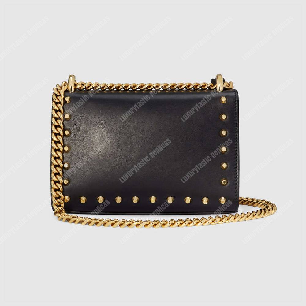 G*u*i padlock shoulder bag black with pearls
