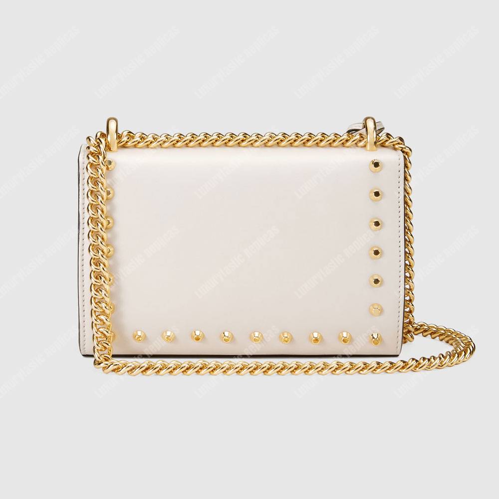G*u*i padlock shoulder bag white with pearls