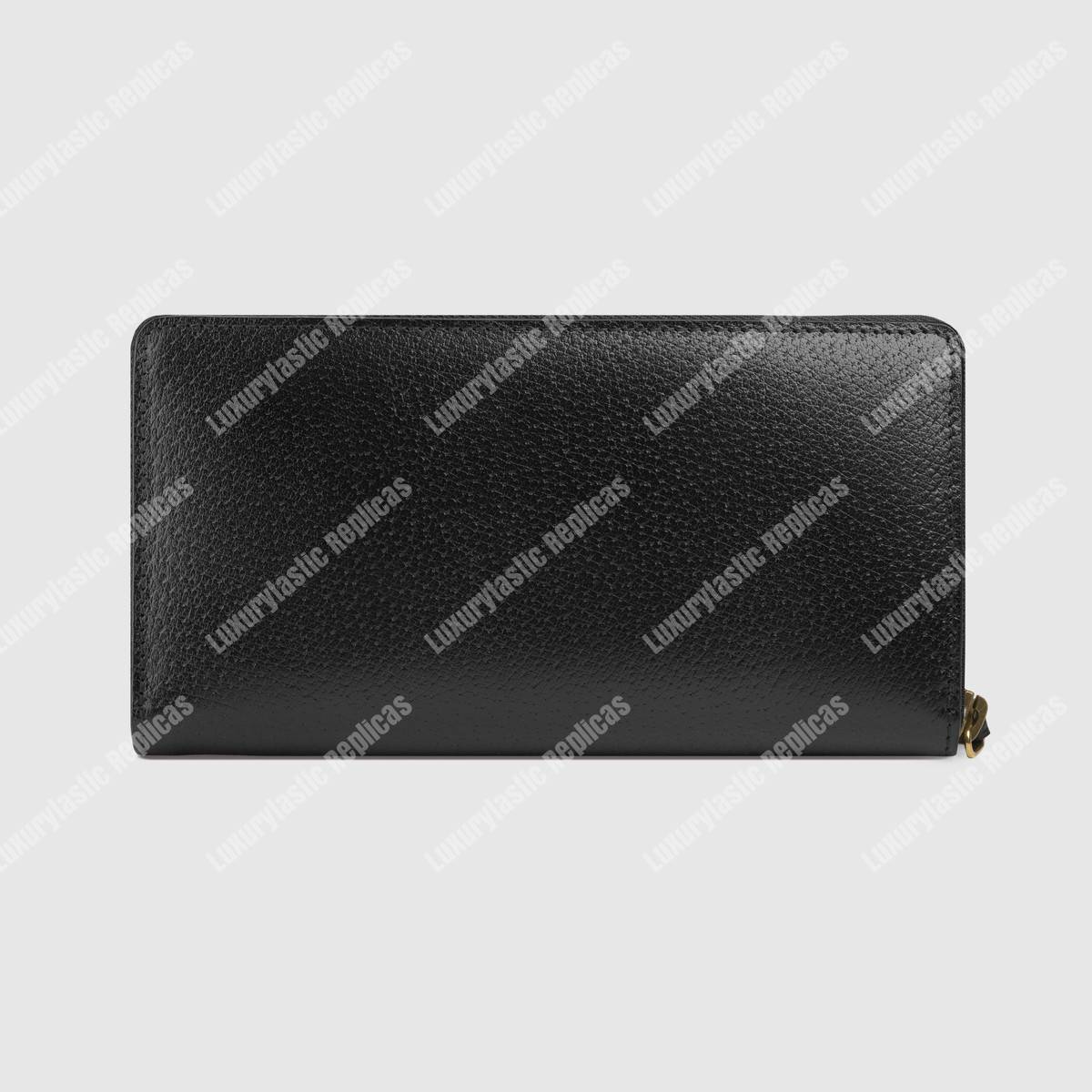 G*u*i leather zip around wallet with web black