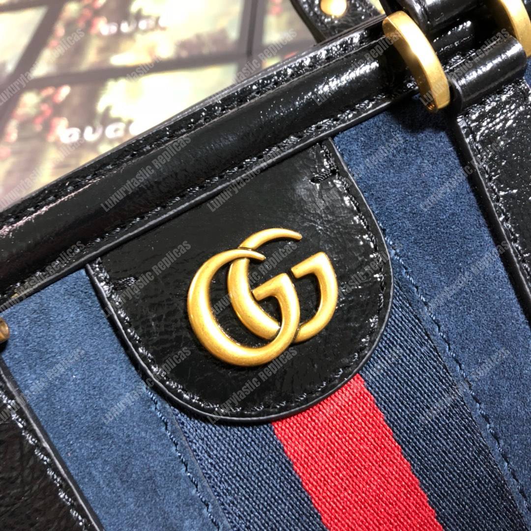 G*u*i re(belle) large top handle tote suede blue