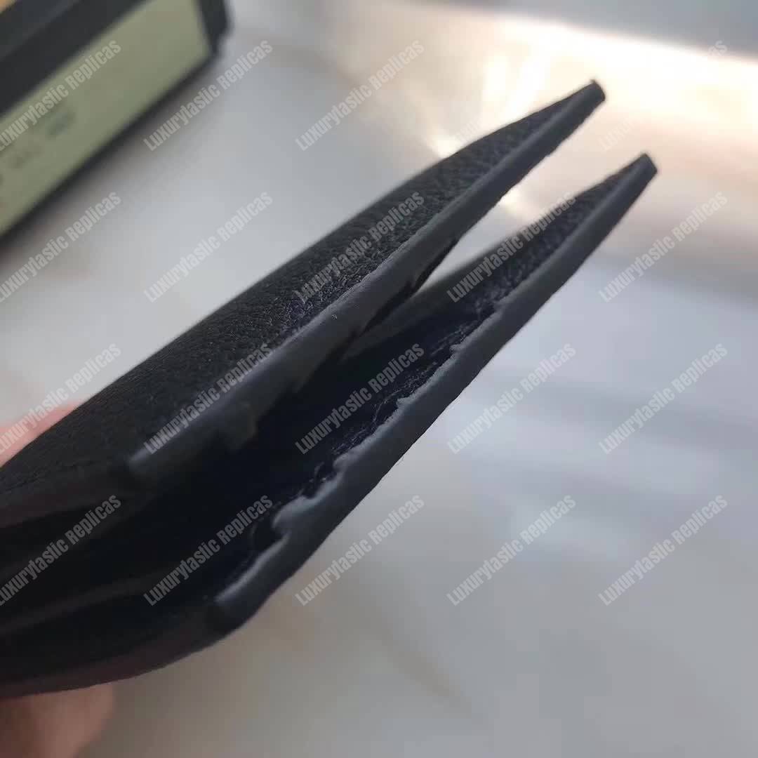 G*u*i print leather bi-fold wallet black
