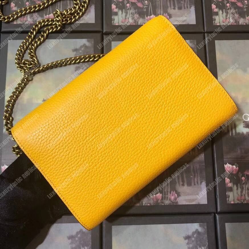G*u*i calfskin garden dionysus chain wallet yellow with bat