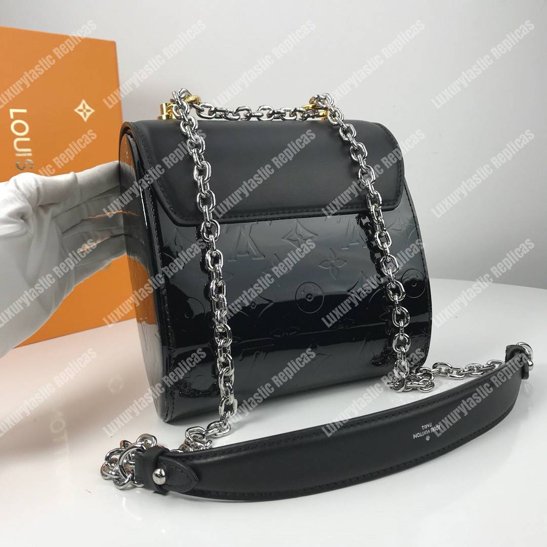 LV Pochette Twist Monogram Vernis Patent Leather Black