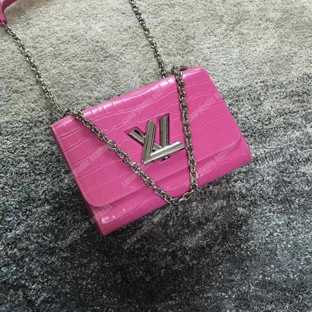 LV Twist Bag MM Crocodilien Brillant Pink