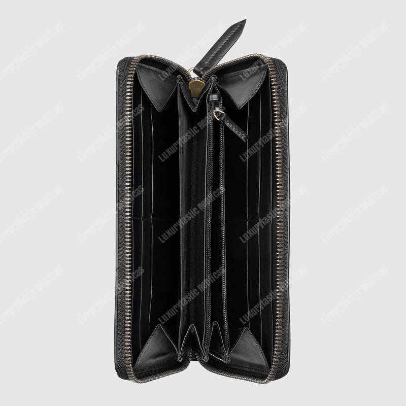 G*u*i gg marmont zip around wallet chevron black