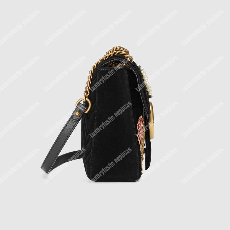 G*u*i gg marmont medium velvet bag loved black