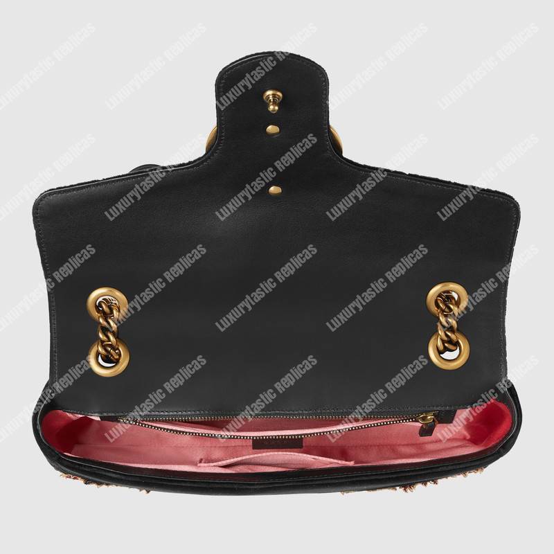 G*u*i gg marmont medium velvet bag loved black