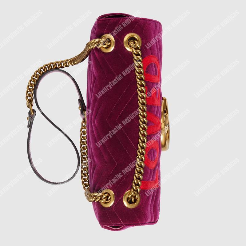 G*u*i gg marmont medium velvet bag loved bordeaux