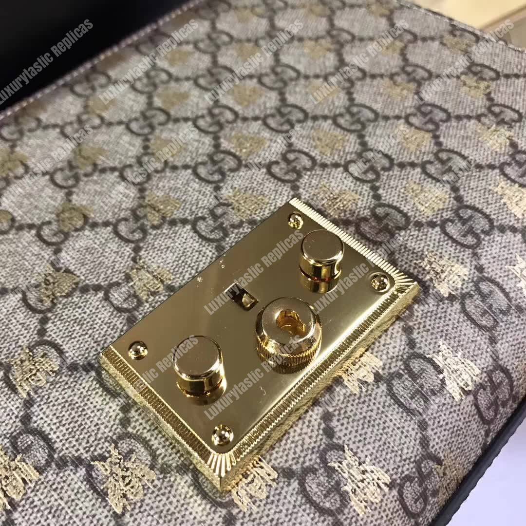 G*u*i padlock medium full gg sup*e bees shoulder bag