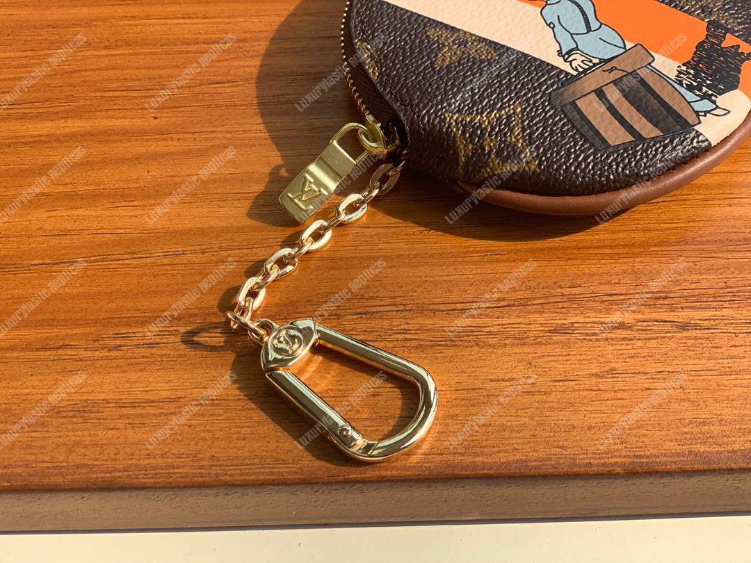 LV Round Coin Purse Monogram Orange White