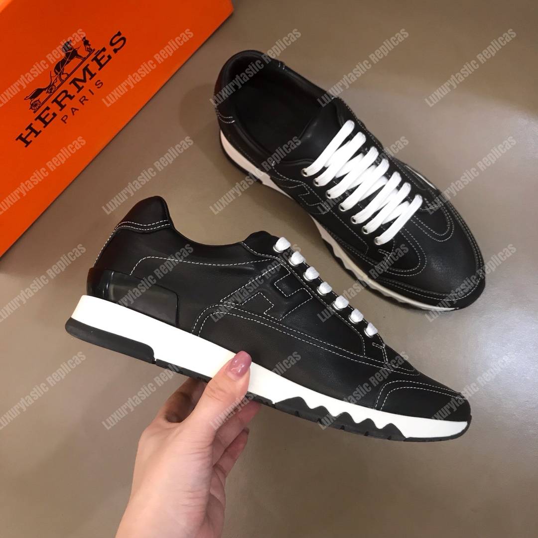 H**mes trail sneaker black/white lining