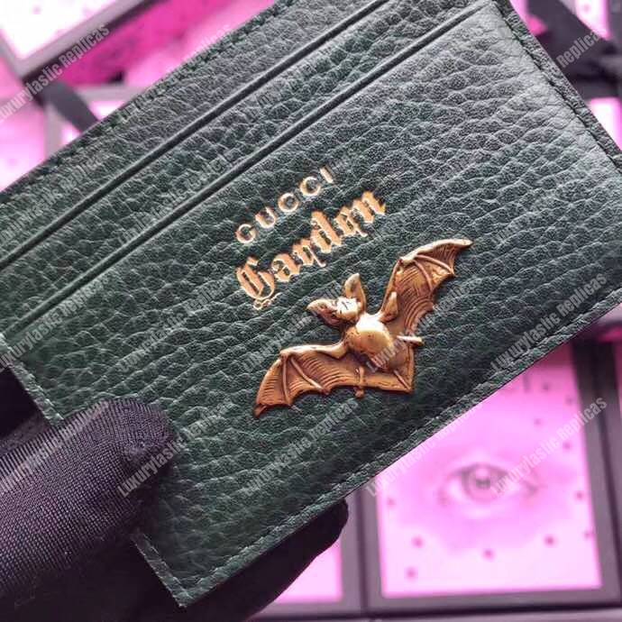 G*u*i garden leather card case green with bat