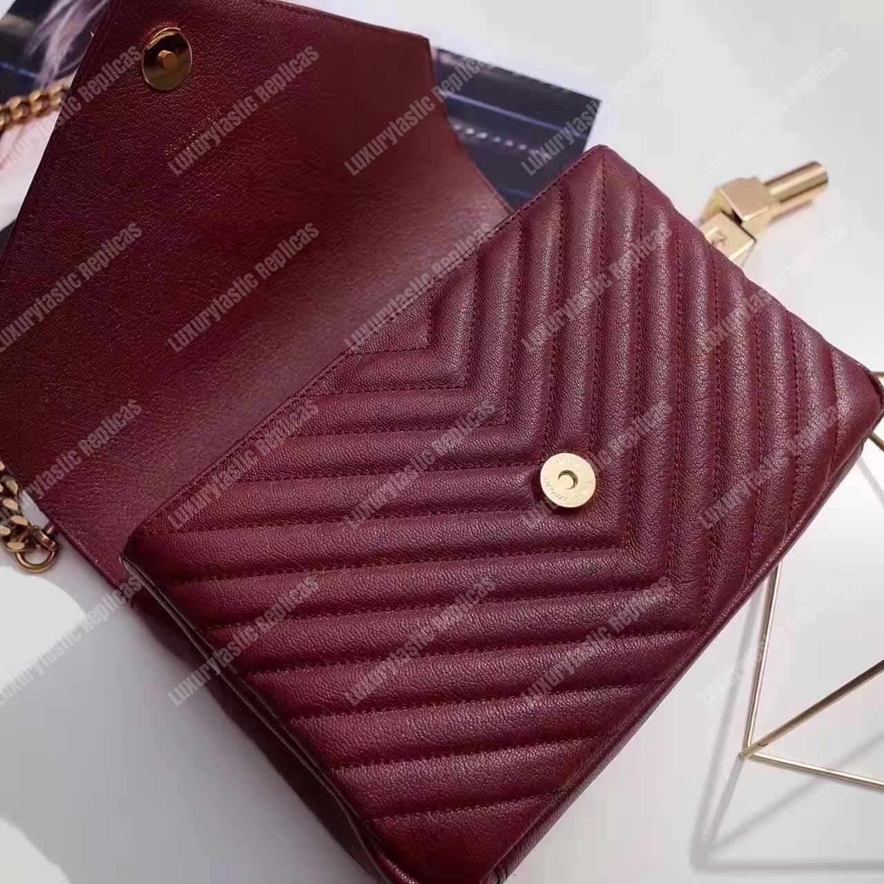 Saint Laurent Classic Medium College Monogram Dark Red Gold-Toned