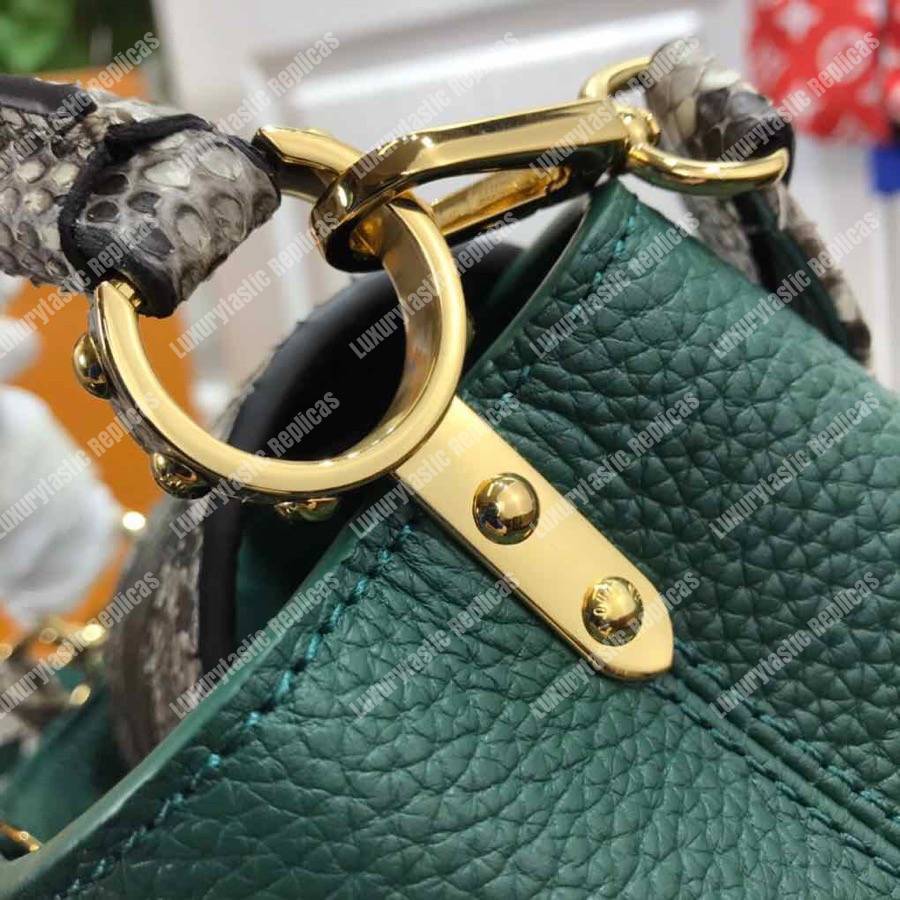 LV Capucines Mini Taurillon Python Emeraude