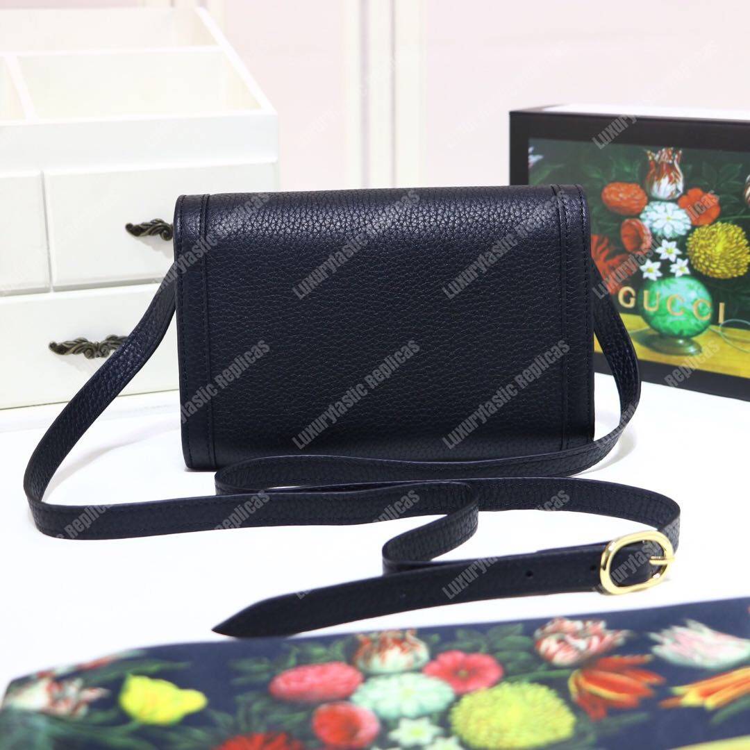 G*u*i gg calfskin mini shoulder flap bag black