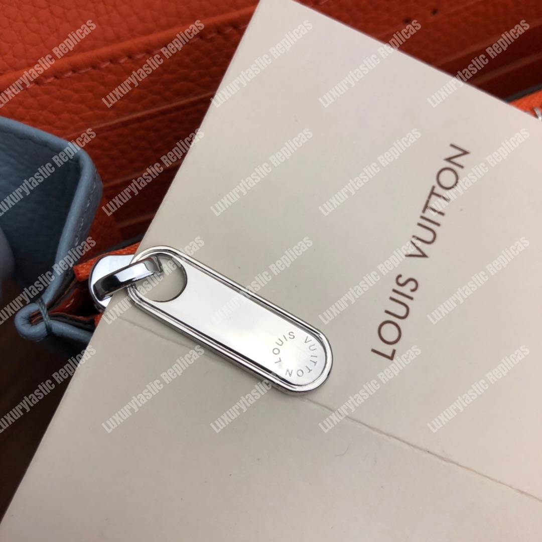 LV Iris Wallet Mahina Leather Bleu Horizon Pumpkin