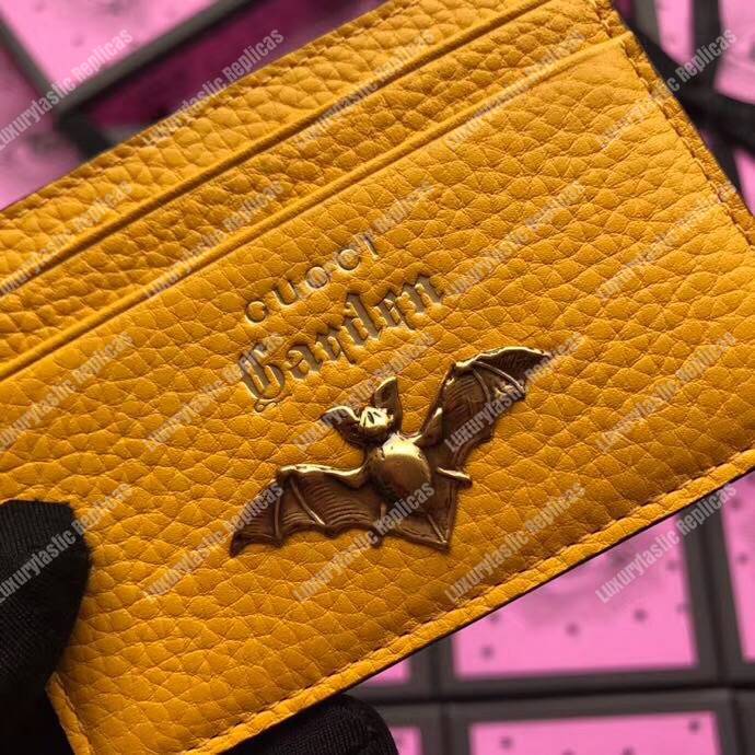 G*u*i garden leather card case yellow with bat