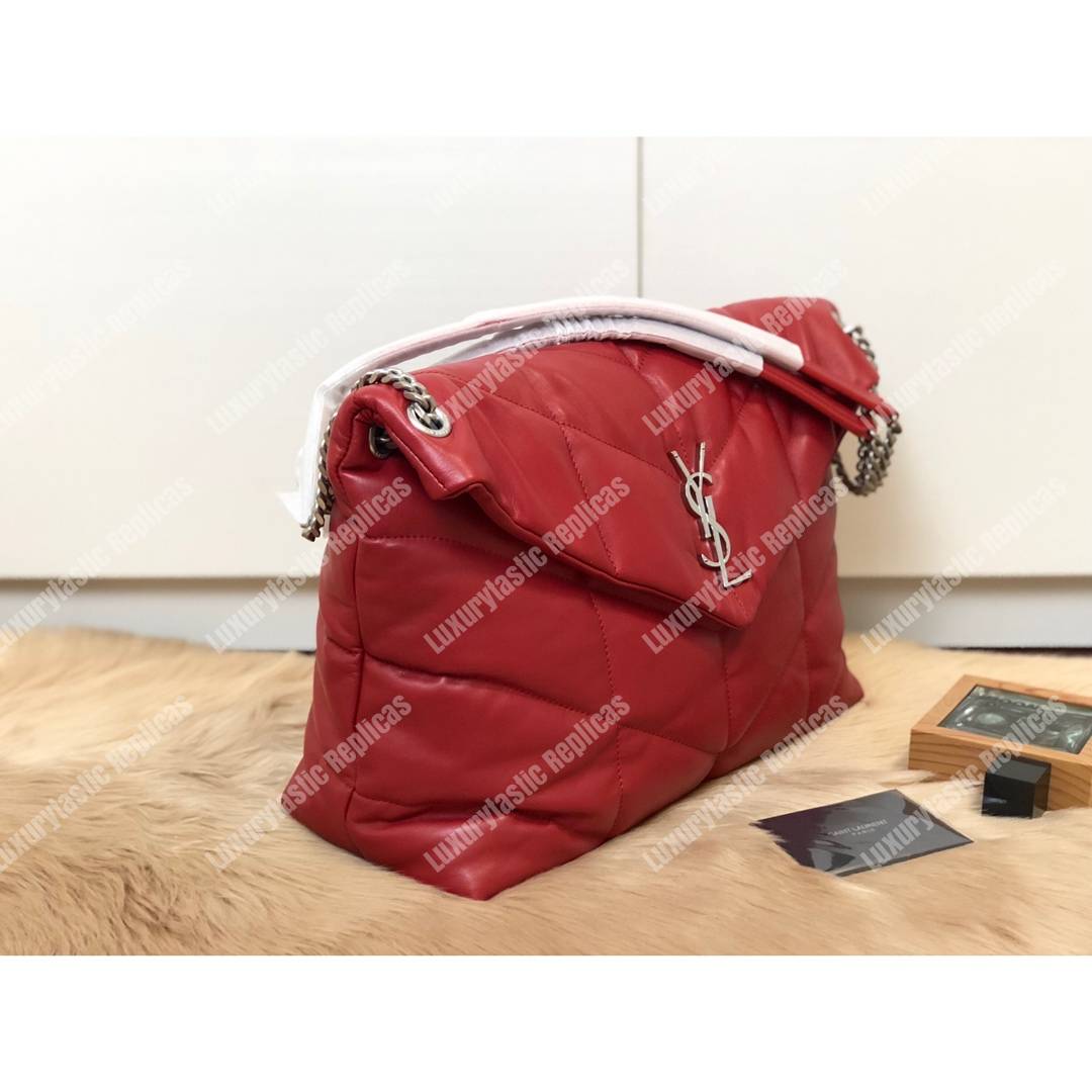 Saint Laurent Loulou Puffer Medium Bag In Quilted Lambskin Eros Red