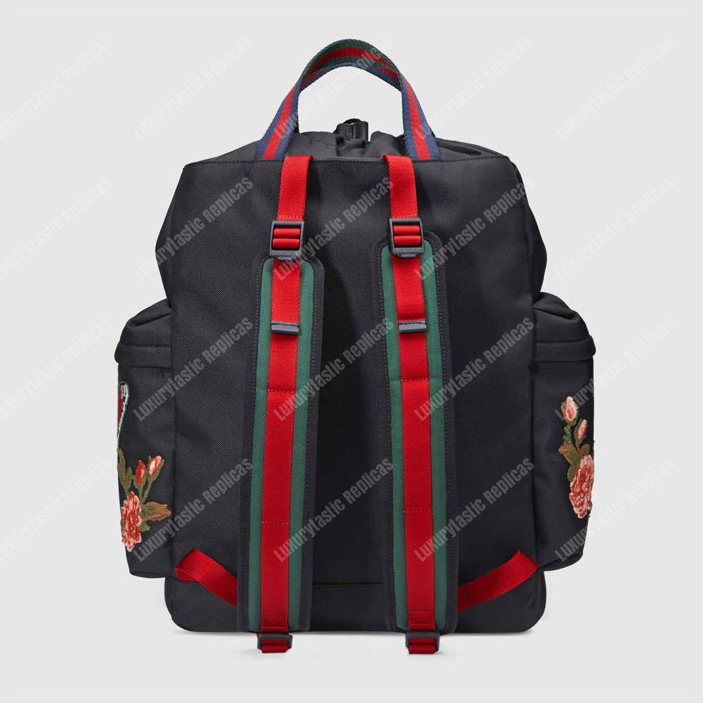 G*u*i embroidered drawstring backpack tiger black
