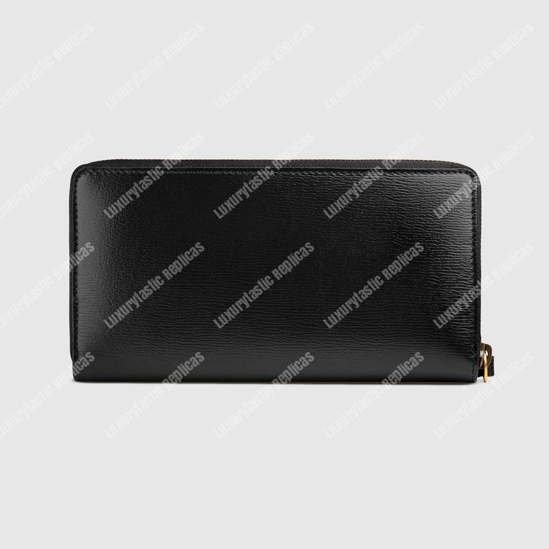 G*u*i kingsnake print leather zip around wallet black