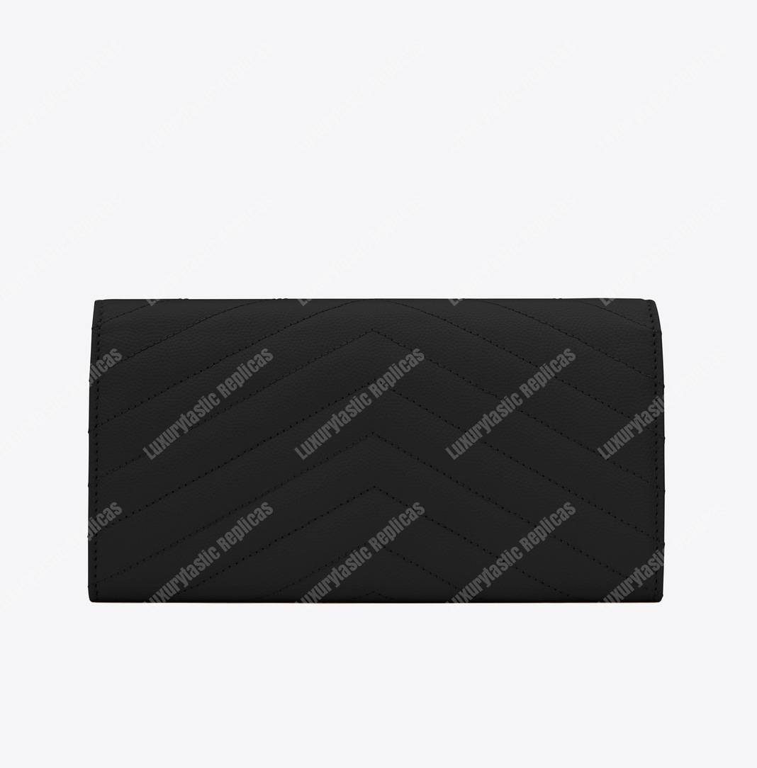 Saint Laurent Monogram Large Flap Wallet Black De Poudre