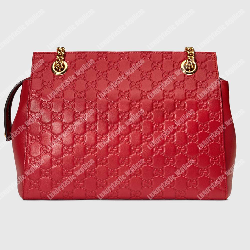 G*u*i signature medium top handle bag red