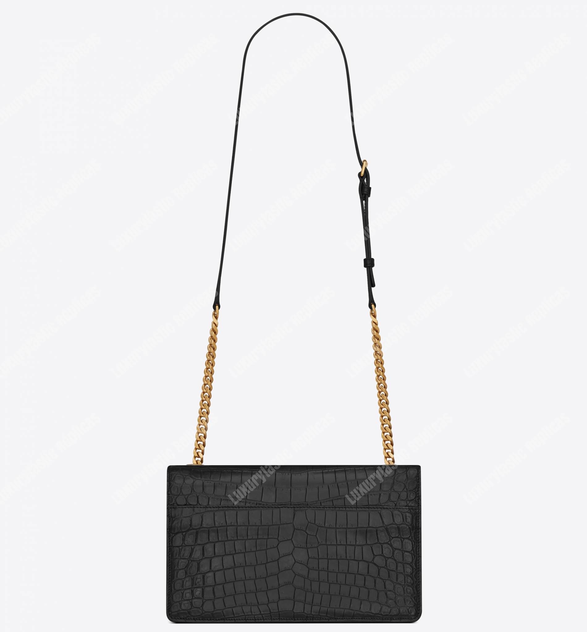 Saint Laurent Sunset Medium In Black Crocodile