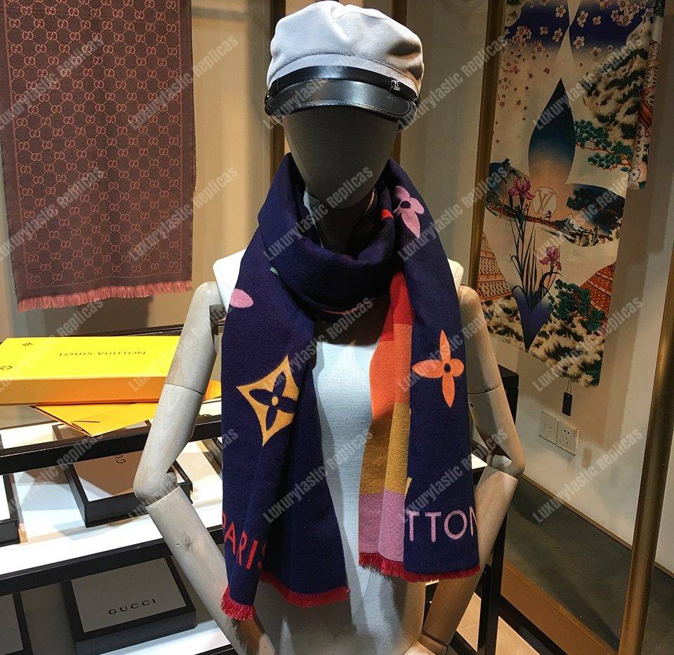 LV Reykjavik Scarf Cashmere & Wool Blue Multicolor