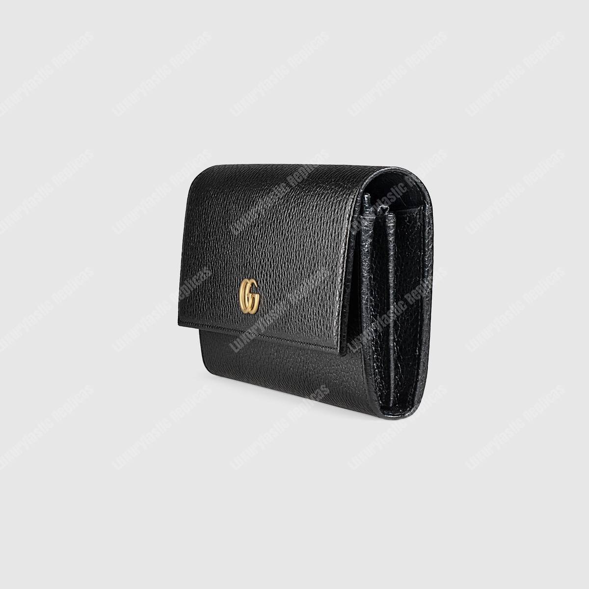 G*u*i gg leather continental wallet black