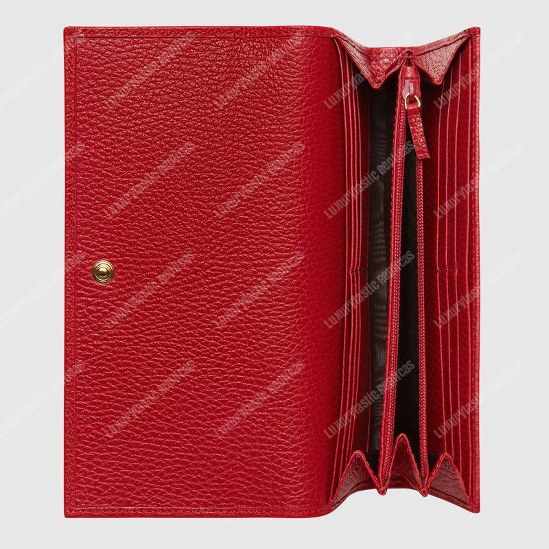 G*u*i gg leather continental wallet hibiscus red